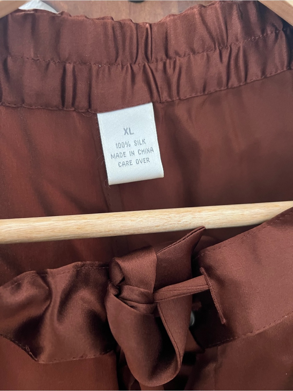 Womens Relaxed Silk PJ pants  in Brown